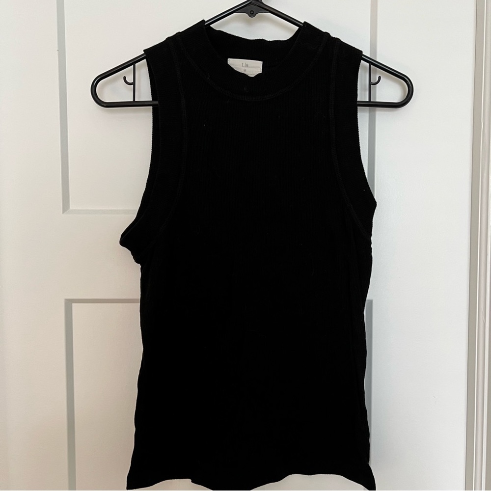 Anthropologie black high neck tank top size medium